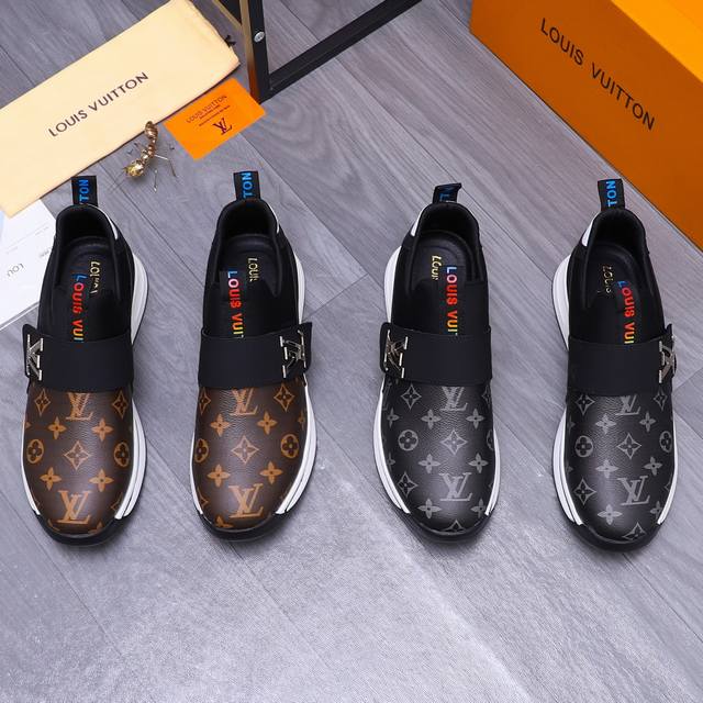 商品商标：Louis Vuitton 路易威登 休闲套脚鞋 正码码数: 38-45 商品材料：精选 牛皮印花鞋面 牛皮鞋垫 莱卡弹力布透气内里 橡胶大底